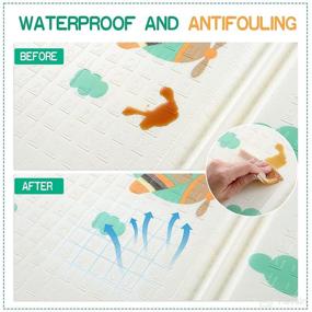 img 2 attached to 👶 78x71x0.6 Inch Foldable Baby Play Mat - Portable & Thick Anti-Slip XPE Crawling Mat - Reversible Foam Mat for Babies