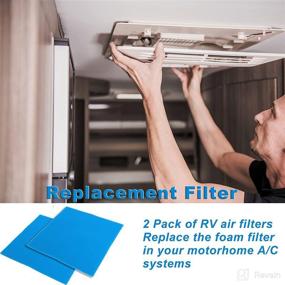 img 1 attached to 🔵 2 Pack Blue RV AC Filter Replacement | Compatible with Coleman, Winnebago Air Conditioner | 15"x15"x1/4" | Foam Filter | Replace for 6798A3761, 108892-01-703