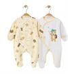 100% cotton cobroo unisex footed pajamas with mittens for sleep and play - infant footie unionsuit (size 0-3 months) logo