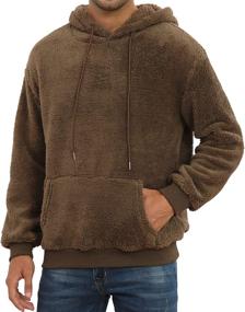 img 4 attached to Stay Cozy And Stylish This Winter With PEGENO Men'S Fuzzy Sherpa Hoodie Pullover