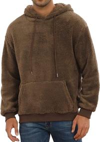 img 2 attached to Stay Cozy And Stylish This Winter With PEGENO Men'S Fuzzy Sherpa Hoodie Pullover