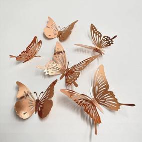 img 4 attached to Rose Gold 72Pcs 3D Butterfly Wall Decor - Removable Stickers For Bedroom, Living Room & Kids Room Birthday Party Decoration