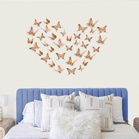 img 1 attached to Розовое золото, 72 шт., 3D декор для стен в виде бабочек, съемные наклейки для спальни, гостиной и детской комнаты, украшение для дня рождения