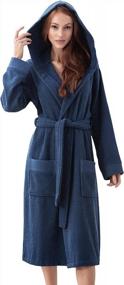 img 4 attached to Turkish Cotton Terry Women'S OEKO-TEX® Certified Bathrobe - Hooded, Kimono Terry Cloth Robe - Long, Textured, Rice Weave Trim