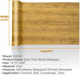 img 3 attached to VEELIKE 15.7''X354'' Brown Wood Wallpaper Peel And Stick Removable Waterproof Wood Grain Contact Paper Self Adhesive Wood Texture Contact Paper Vinyl Wrap For Cabinets Furniture Wall Coverings Bedroom