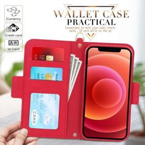 img 1 attached to RFID Blocking IPhone 12 Mini Case With Detachable Hand Strap And Card Slots - Skycase Handmade Flip Folio Wallet Case For IPhone 12 Mini 5G (5.4 Inch 2020) In FG-Red
