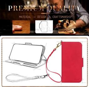 img 3 attached to RFID Blocking IPhone 12 Mini Case With Detachable Hand Strap And Card Slots - Skycase Handmade Flip Folio Wallet Case For IPhone 12 Mini 5G (5.4 Inch 2020) In FG-Red