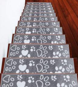 img 4 attached to 4-Pack SUSSEXHOME Carpet Stair Treads - Pet & Kid Friendly, Self Adhesive Safety To Prevent Slipping On Wooden Steps