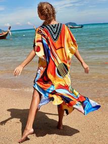 img 3 attached to Plus Size Rayon Ethnic Print V-Neck Kaftan: The Perfect Bathing Suit Cover Up For Women