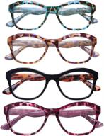 👓 aqwano 4 pack of oversized cat eye computer reading glasses: blue light blocking fashion leopard print readers for women - stylish look (3.50 strength) logo