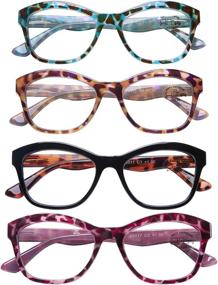 img 4 attached to 👓 AQWANO 4 Pack of Oversized Cat Eye Computer Reading Glasses: Blue Light Blocking Fashion Leopard Print Readers for Women - Stylish Look (3.50 Strength)