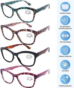 img 3 attached to 👓 AQWANO 4 Pack of Oversized Cat Eye Computer Reading Glasses: Blue Light Blocking Fashion Leopard Print Readers for Women - Stylish Look (3.50 Strength)