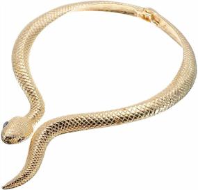 img 4 attached to Adjustable Snake And Crocodile Alligator Or Scorpion Chain Choker Collar Statement Bib Necklace Set In Fashion Silver, Gold, And Rose Gold For Women, Men, And Teens
