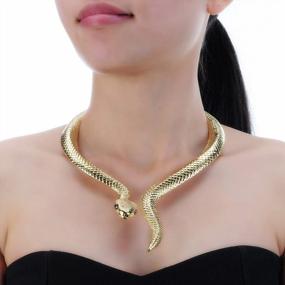 img 3 attached to Adjustable Snake And Crocodile Alligator Or Scorpion Chain Choker Collar Statement Bib Necklace Set In Fashion Silver, Gold, And Rose Gold For Women, Men, And Teens