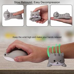 img 2 attached to Cute Wrist Rest, CHUYI Cartoon Cat Shape Ergonomic Memory Foam With Wrist Support, Soft Lightweight Comfortable Small PU Pillow Toy Non-Slip Wrist Cushion For Office Home Laptop (Grey)