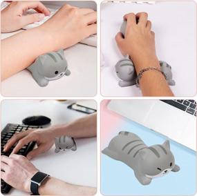 img 1 attached to Cute Wrist Rest, CHUYI Cartoon Cat Shape Ergonomic Memory Foam With Wrist Support, Soft Lightweight Comfortable Small PU Pillow Toy Non-Slip Wrist Cushion For Office Home Laptop (Grey)