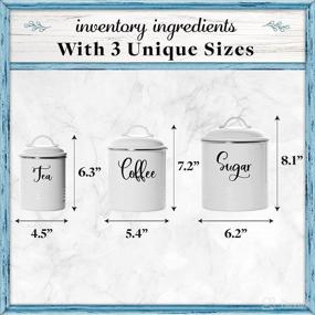 img 2 attached to 🏡 Rustic Farmhouse Canister Jars Set of 3 - Airtight Tea, Sugar &amp; Coffee Containers - White - Home Acre Designs