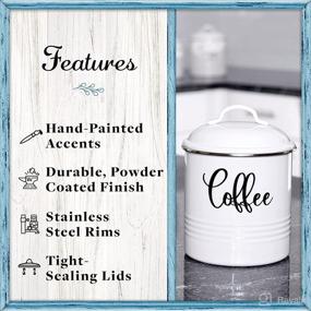 img 3 attached to 🏡 Rustic Farmhouse Canister Jars Set of 3 - Airtight Tea, Sugar &amp; Coffee Containers - White - Home Acre Designs