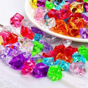 img 2 attached to 180-190pcs Multicolored Premium Fake Crushed Ice Rock Plastic Gems Jewels Acrylic Ice Rock Crystals - Perfect for Kids Toy Decoration, Wedding Display, Vase Fillers & Crafts - Treasure Imitation Diamonds & Plastic Ice Cubes