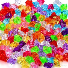 img 4 attached to 180-190pcs Multicolored Premium Fake Crushed Ice Rock Plastic Gems Jewels Acrylic Ice Rock Crystals - Perfect for Kids Toy Decoration, Wedding Display, Vase Fillers & Crafts - Treasure Imitation Diamonds & Plastic Ice Cubes
