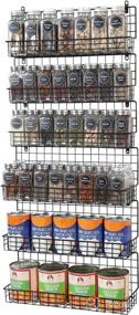 img 3 attached to 🌶️ 6-Tier Spice Rack Organizer: Wall Mounted & Over the Door with Door Hook, Kitchen Pantry Cabinet Storage Solution - Two Sizes, Large Capacity, Black