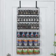 🌶️ 6-tier spice rack organizer: wall mounted & over the door with door hook, kitchen pantry cabinet storage solution - two sizes, large capacity, black logo