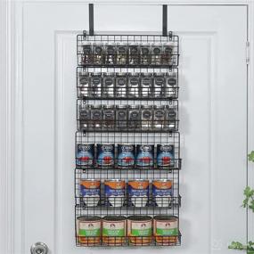 img 4 attached to 🌶️ 6-Tier Spice Rack Organizer: Wall Mounted & Over the Door with Door Hook, Kitchen Pantry Cabinet Storage Solution - Two Sizes, Large Capacity, Black