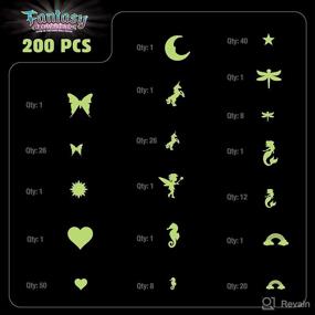 img 1 attached to 🌟 200-Count Glow in The Dark Stars for Girls with Bonus Hearts, Moon, Unicorns, Dragonflies, Sea Horses, Butterflies, Rainbow Clouds, Princesses, Mermaids - Fantasy Glow Stars