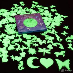 img 2 attached to 🌟 200-Count Glow in The Dark Stars for Girls with Bonus Hearts, Moon, Unicorns, Dragonflies, Sea Horses, Butterflies, Rainbow Clouds, Princesses, Mermaids - Fantasy Glow Stars