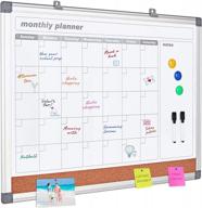 stay organized with makello's 36x24 inch monthly combo whiteboard and cork board for office, classroom, kitchen, and bedroom logo