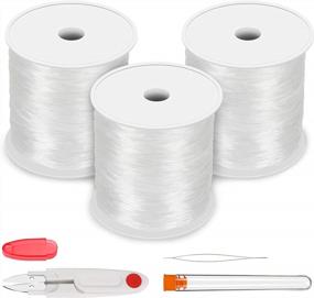 img 4 attached to 300M Crystal Stretch Bracelet String Bead Cord Set - 3 Rolls Of 0.8Mm Elastic String Cord Rope For Jewelry Making, Bracelet And Necklace Beading In White Color