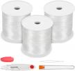 300m crystal stretch bracelet string bead cord set - 3 rolls of 0.8mm elastic string cord rope for jewelry making, bracelet and necklace beading in white color logo