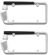 🏌️ golf club/ball chrome license plate frame 2 pack - stylish design for golf enthusiasts - no caps included logo