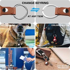 img 3 attached to 🔑 Leather AirTag Case 2-Pack with Anti-Lost Keychain - Protective Holder Cover for Apple AirTag Tracker - Finder Airtag Wallet for Dog Keyring - Apple AirTag Accessories