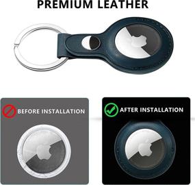 img 2 attached to 🔑 Leather AirTag Case 2-Pack with Anti-Lost Keychain - Protective Holder Cover for Apple AirTag Tracker - Finder Airtag Wallet for Dog Keyring - Apple AirTag Accessories