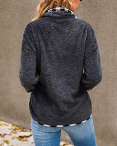 img 2 attached to Stay Cozy And Comfy With Womens Sherpa Fleece Pullover Sweatshirt – With Pockets!