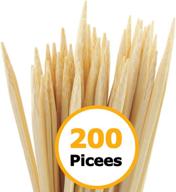 200-pack 12-inch bamboo skewers for grilling, kabobs, shish kebabs, appetizers, fruits, chocolate fountains, cocktails, bbq - 0.16"/4mm thick wooden sticks logo