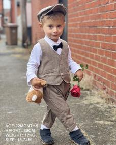 img 3 attached to 3-Piece Baby Boy Suit Outfit: Tuxedo Jumpsuit, Vest Coat & Beret Hat - WESIDOM