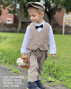 img 2 attached to 3-Piece Baby Boy Suit Outfit: Tuxedo Jumpsuit, Vest Coat & Beret Hat - WESIDOM