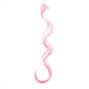 img 1 attached to SWACC 12 Pcs Curly Wavy One Color Party Highlights Clip On In Hair Extensions Colored Hair Streak Synthetic Hairpieces (Pink)