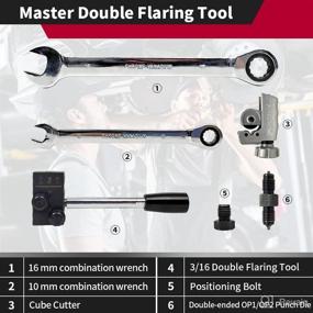 img 2 attached to 🔧 Pikwo 3/16-Inch Double & Single & Bubble Flaring Tool Kit with Tube Cutter 10mm and 16mm Combination Wrench for Brake Line and Brass Tubing 45 Degrees