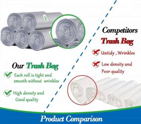 img 2 attached to 250 Count Extra Strong Grey Trash Can Liners - 3, 4, 5 Gallon Garbage Bags Fit 6-8-10-15 Liters Trash Bin For Home Office Kitchen.