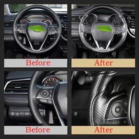 img 1 attached to Premium Matte Black Carbon Fiber & Nappa Leather Steering Wheel Cover - Hand-Stitched Wrap for Toyota RAV4 SUV 2019-2021, Avalon 2019-2021, Camry 2018-2021, Corolla 2020-2021