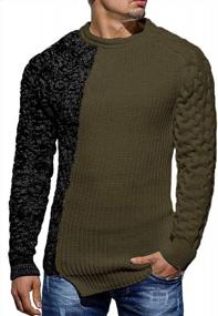 img 4 attached to Karlywindow Mens Pullover Sweater Cable Knit Color Block Casual Slim Fit Crewneck Long Sleeve Winter Christmas Sweaters