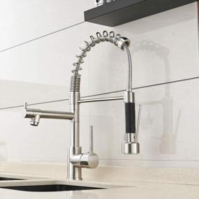 img 2 attached to Brushed Nickel Stainless Steel Single Handle Kitchen Faucet With Pull-Down Sprayer - Contemporary Design (Model: 866026SN)