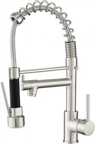 img 4 attached to Brushed Nickel Stainless Steel Single Handle Kitchen Faucet With Pull-Down Sprayer - Contemporary Design (Model: 866026SN)