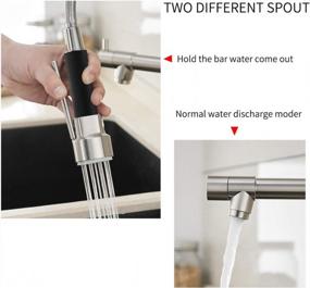 img 1 attached to Brushed Nickel Stainless Steel Single Handle Kitchen Faucet With Pull-Down Sprayer - Contemporary Design (Model: 866026SN)