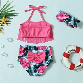 img 3 attached to 👙 Adorable Infant Baby Girl Bikini Swimsuit Set - Vibrant Tassels, Floral Print, Watermelon & Pineapple Design, Bowknot Detail - Perfect Toddler Bathing Suit for Summer Fun!