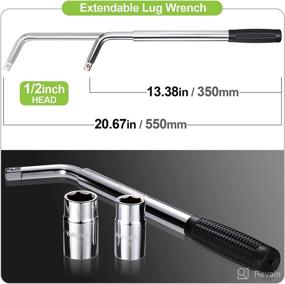 img 2 attached to 🔧 Spurtar Lug Wrench Extendable Wheel Brace Lugs Wrench - Tyre Repair Kit with Nut Remover and Torque Wrench - 1/2 Drive Sockets - Ideal for Cars, Vans, Trucks, Caravans - Includes Canvas Pouch