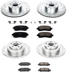 img 1 attached to 🔧 Оптимизируйте производительность двигателя с помощью комплекта Power Stop K2752 с передними и задними тормозными колодками Z23 из углеродного волокна, оснащенных сверлеными и шлицевыми тормозными дисками
